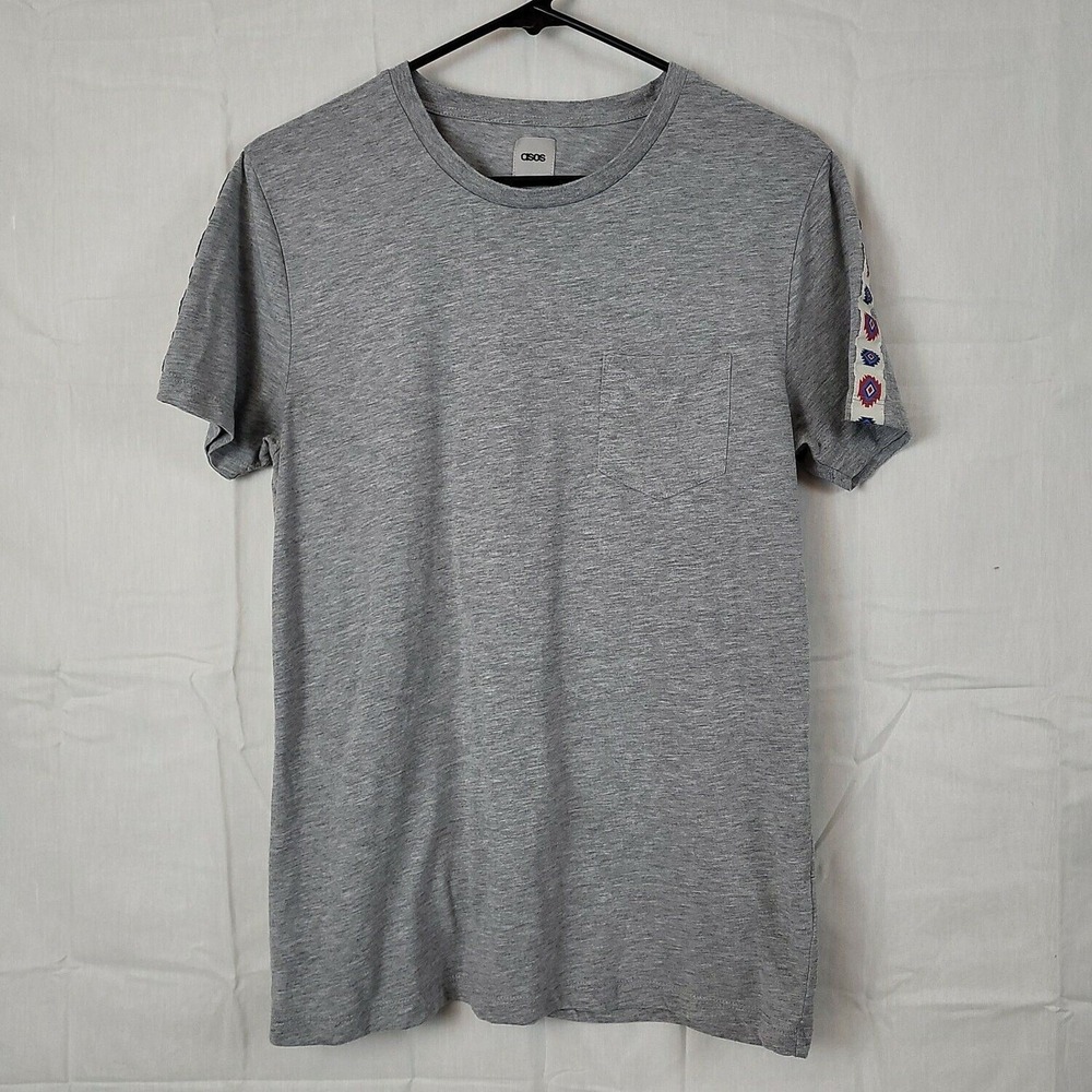 Asos Mens Gray Heathered Short Sleeve Crew Neck Pullover Basic T Shirt Sz Medium
